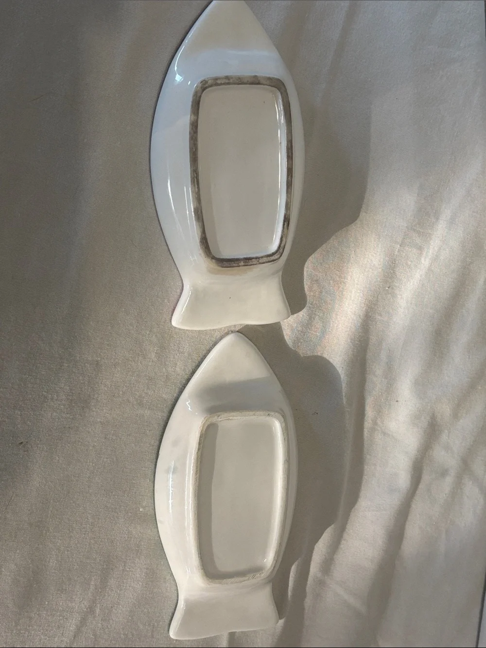 Green and Pink Fish Ceramic Dish Bowl Saucer pet feeder soap dish SET OF TWO